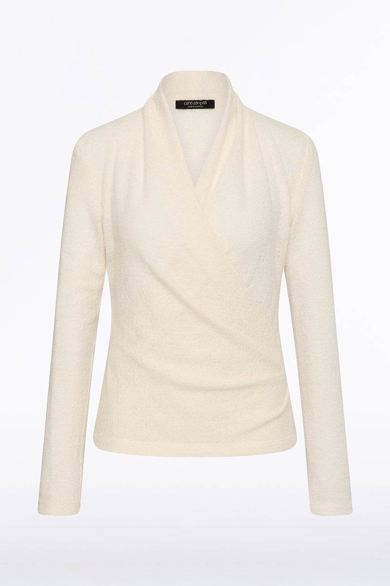 Carla Zampatti Creme Looped Knit Shawl Wrap Top (Cream)