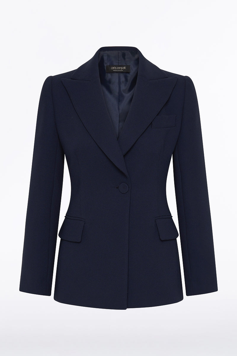 Carla Zampatti Crepe Classic Jacket (Navy)
