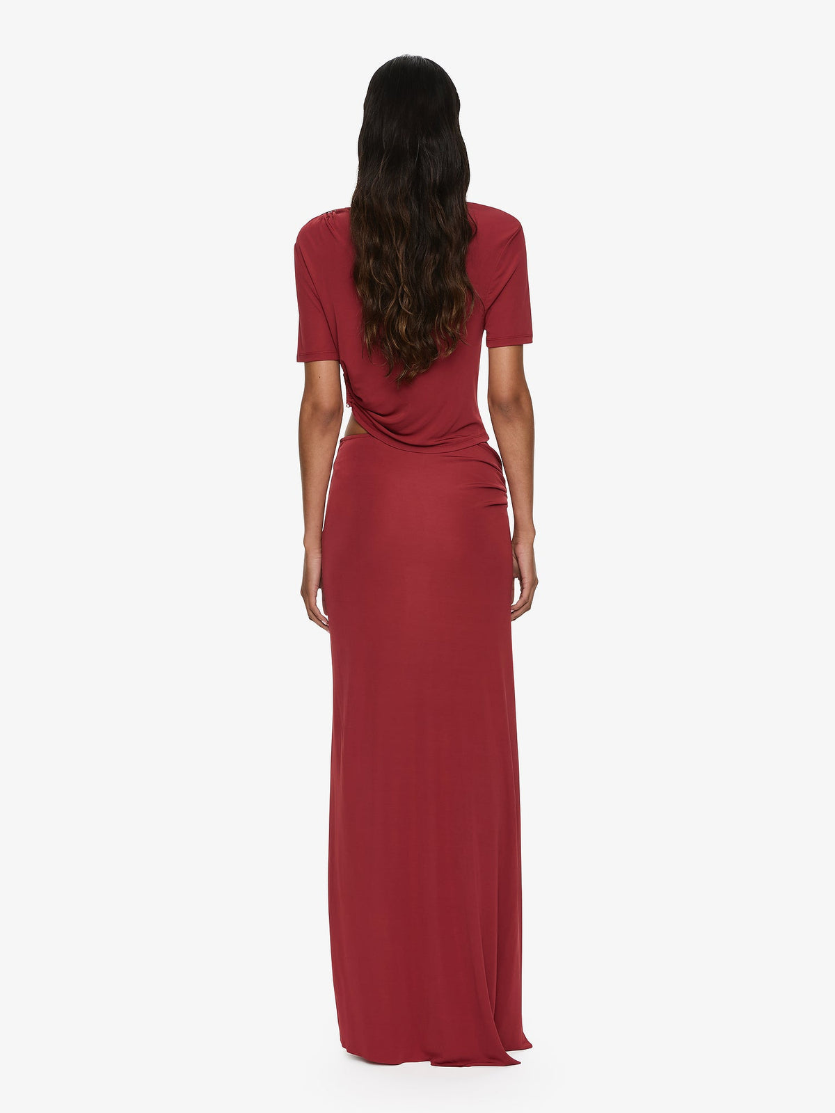 CHRISTOPHER ESBER Orica Crystal Cascade Jersey Skirt (Wine)