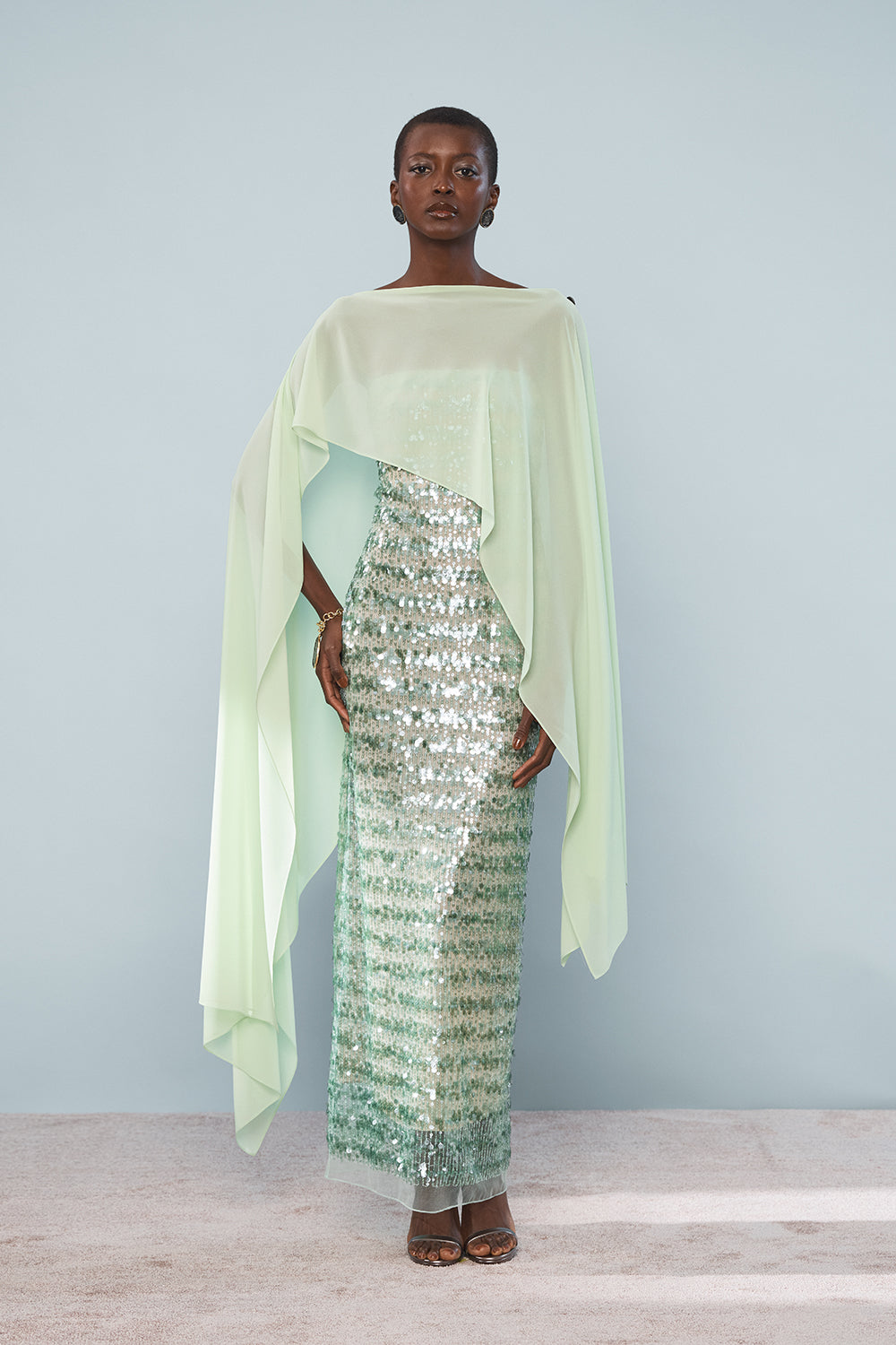 Carla Zampatti Celedon Sequin Strapless Gown (Green)