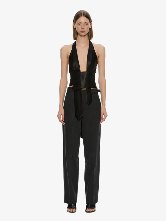 CHRISTOPHER ESBER Reyer Satin Tie Top (Black)