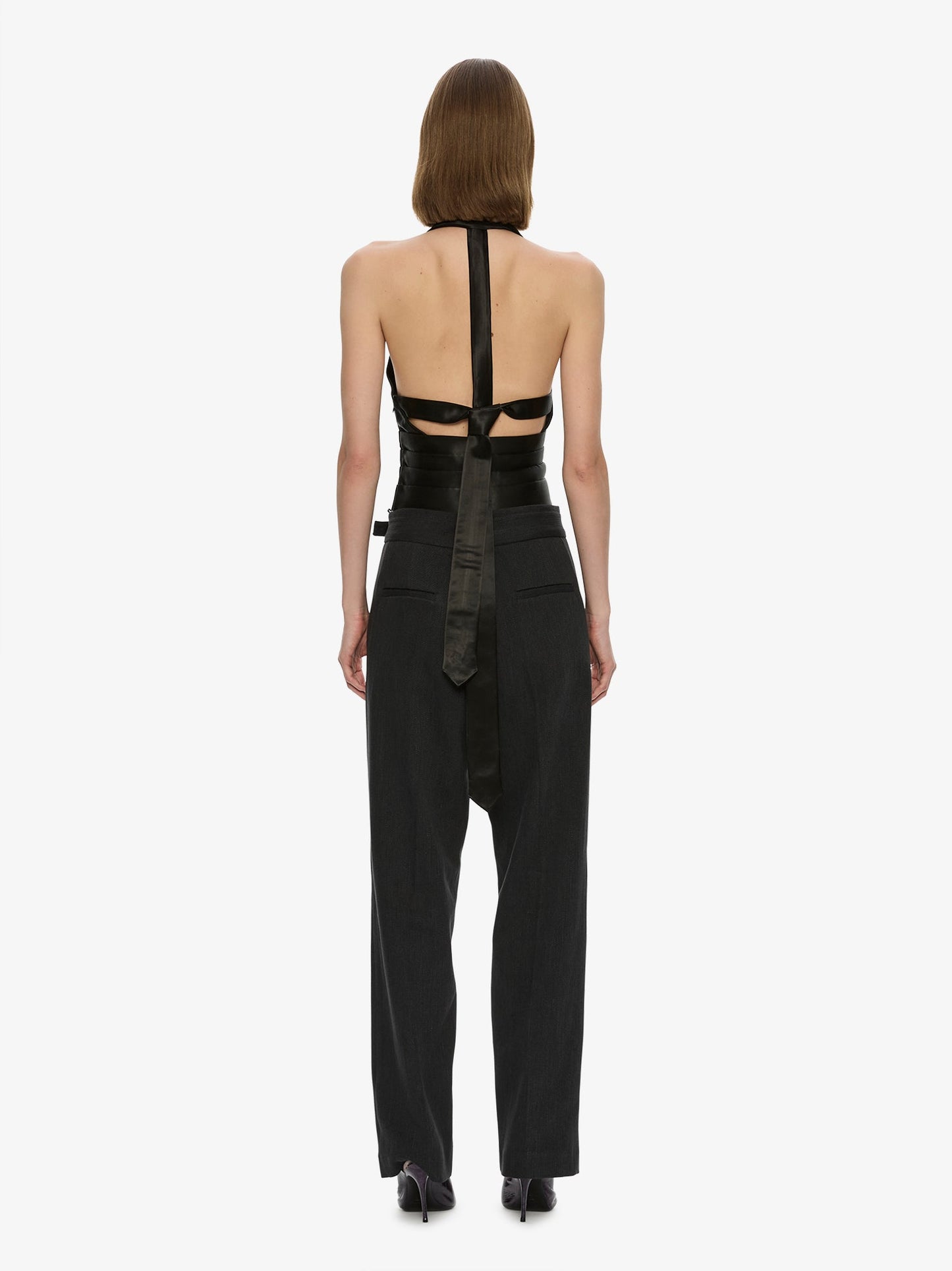 CHRISTOPHER ESBER Reyer Satin Tie Top (Black)