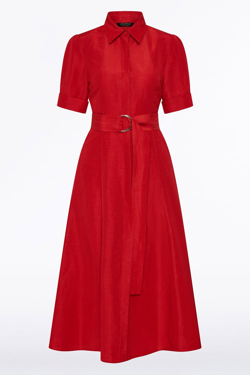 Carla Zampatti Crimson Linen Blend Shirt Dress (Red)
