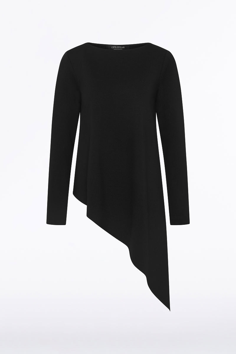 Carla Zampatti Ponte Asymmetric Top (Black)