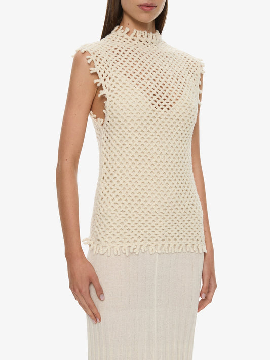 CHRISTOPHER ESBER Lattice Knit Tank Dress (White)