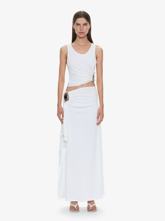 CHRISTOPHER ESBER Droplet Crystal Ruched Tank (White)