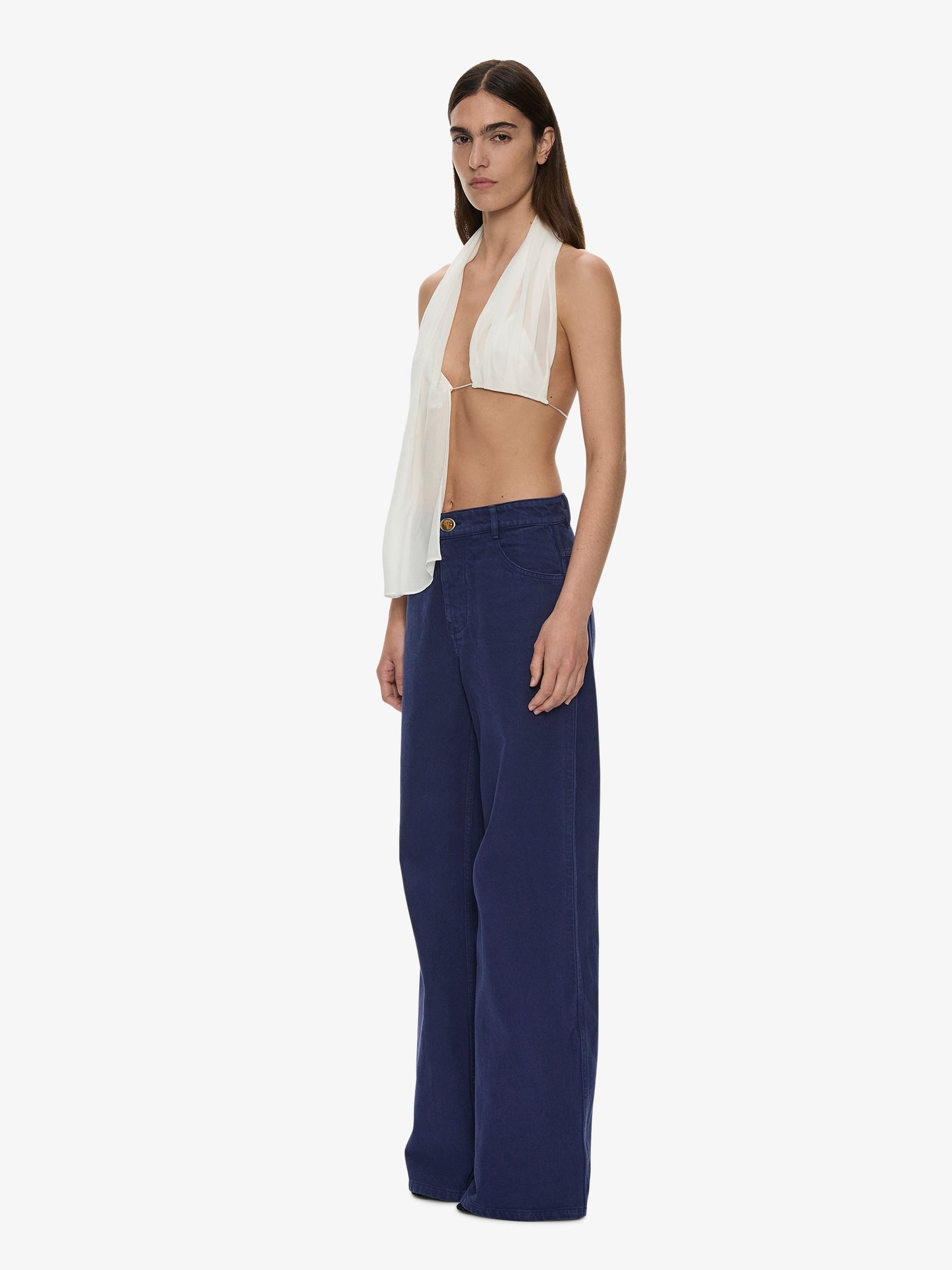 CHRISTOPHER ESBER Silk Scarf Chain Bra Top (White)