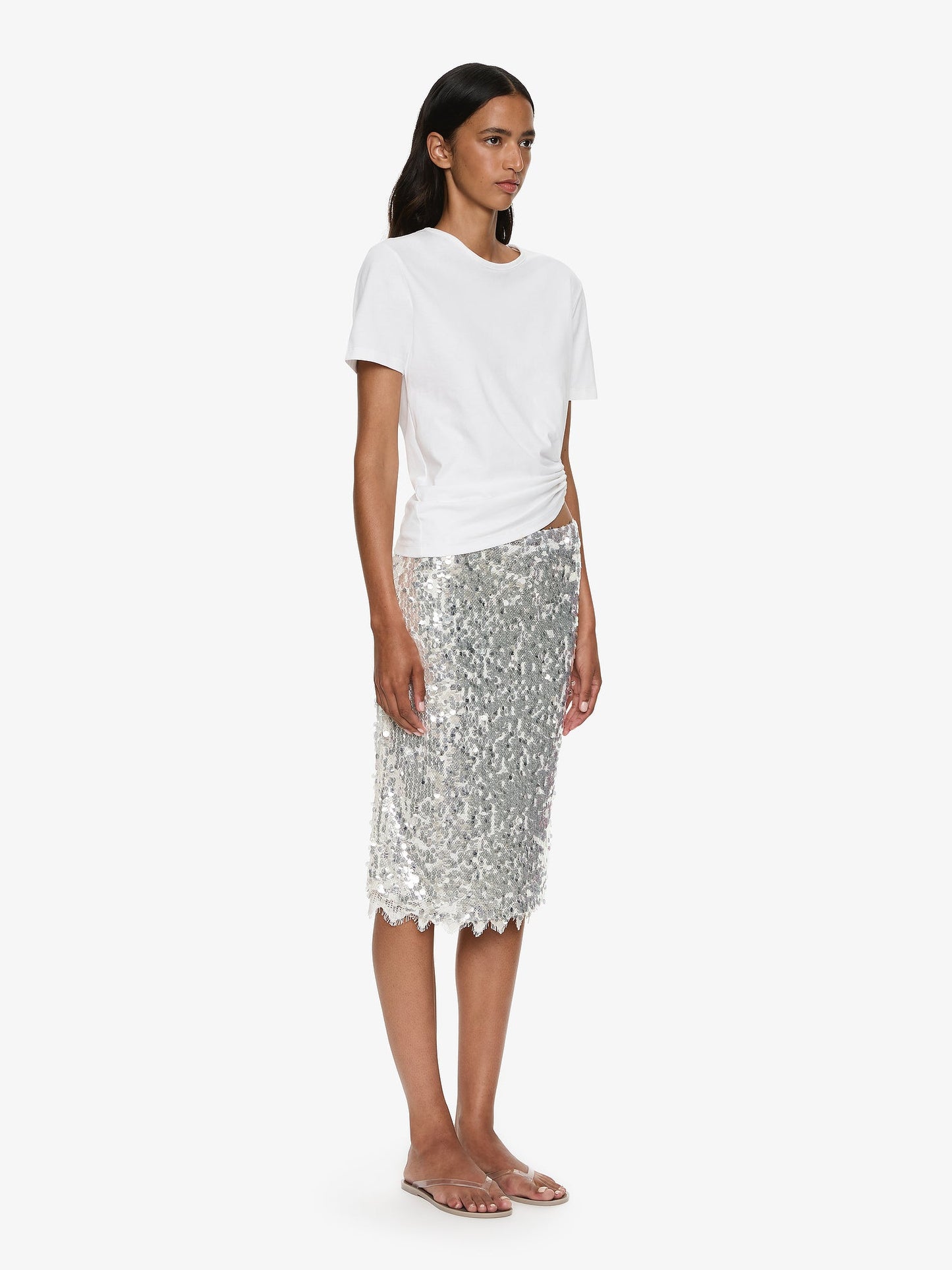 CHRISTOPHER ESBER Opaline Sequin Skirt (Silver)