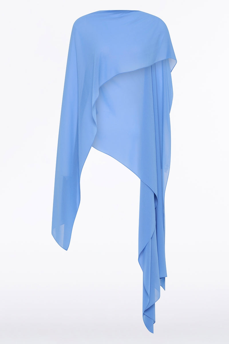 Carla Zampatti Pacific Georgette Cascata Wrap (Blue)