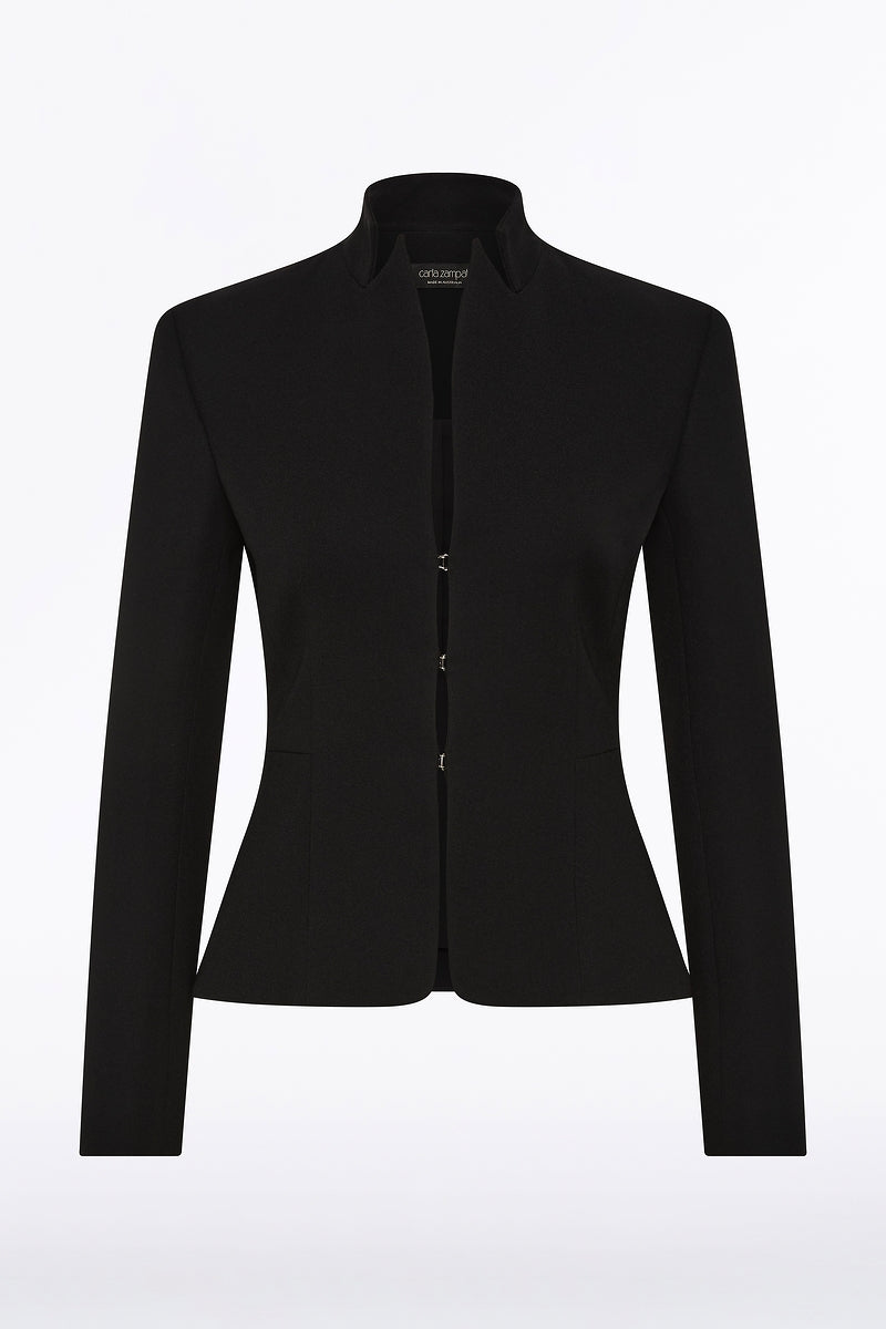 Carla Zampatti Crepe Fitted Jacket (Black)