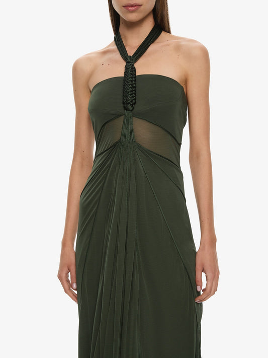 CHRISTOPHER ESBER Solea Corded Halter Dress (Green)