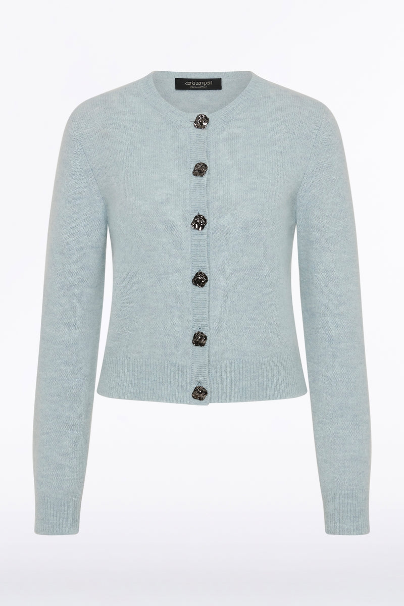 Carla Zampatti Snowbird Brushed Knit Cardigan (Blue)
