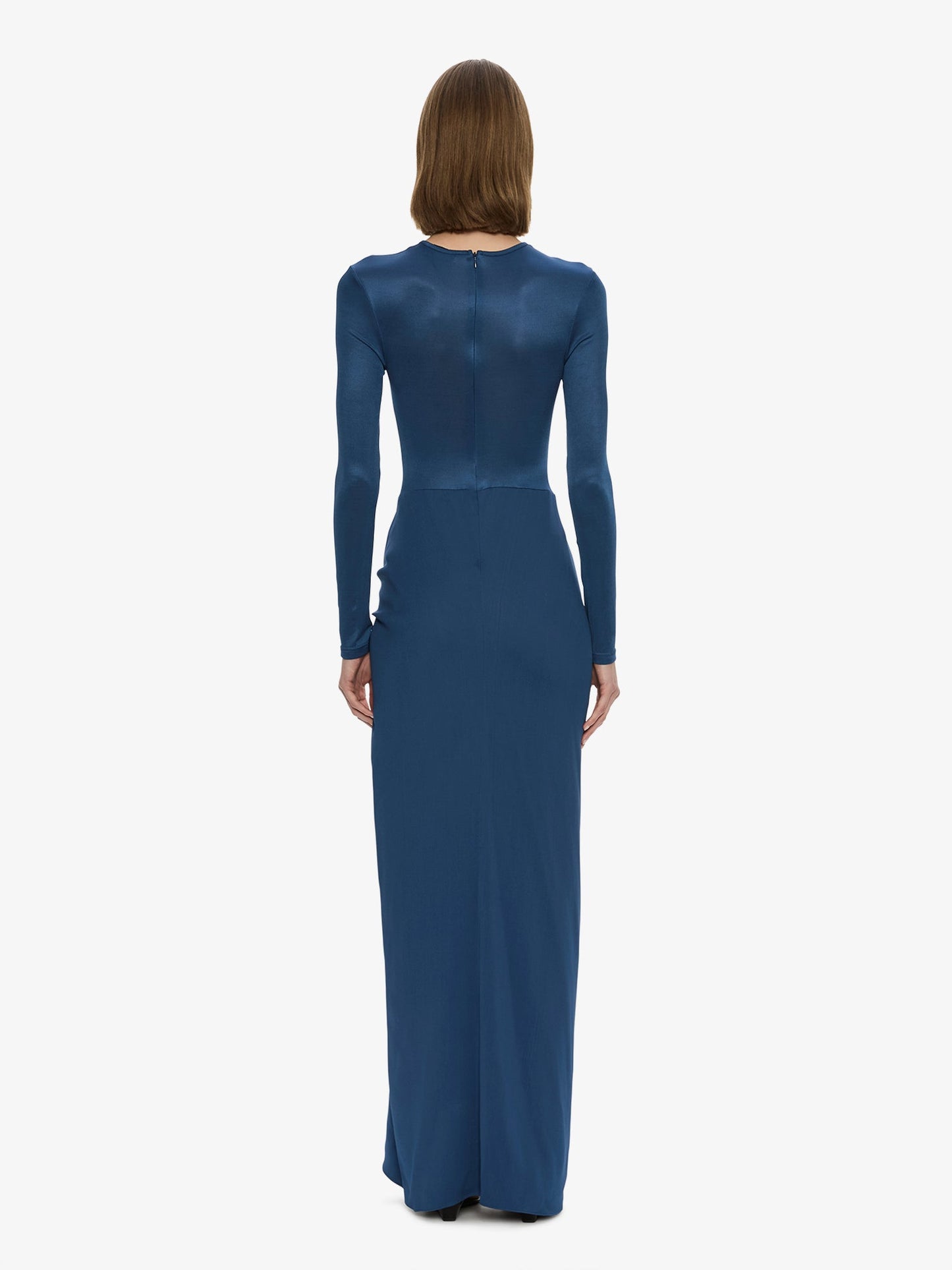 CHRISTOPHER ESBER Open Twist Ruched Long Sleeve Dress (Blue)