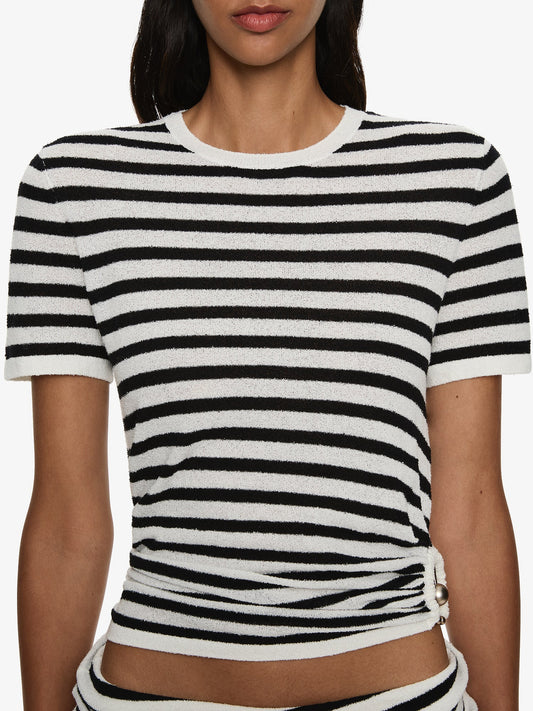 CHRISTOPHER ESBER Knit Ruched Orbit Tee (Stripe)