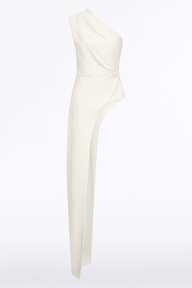 Carla Zampatti Crepe One Shoulder Longline Top (Ivory)