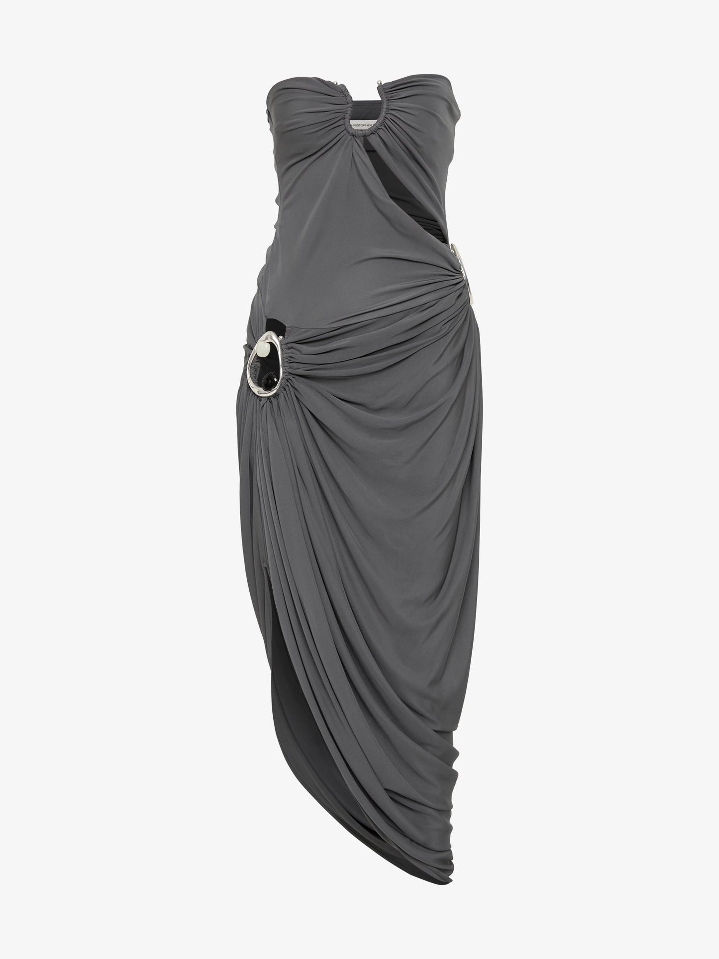 CHRISTOPHER ESBER Orica Crystal Ruched Jersey Strapless Dress (Granite)