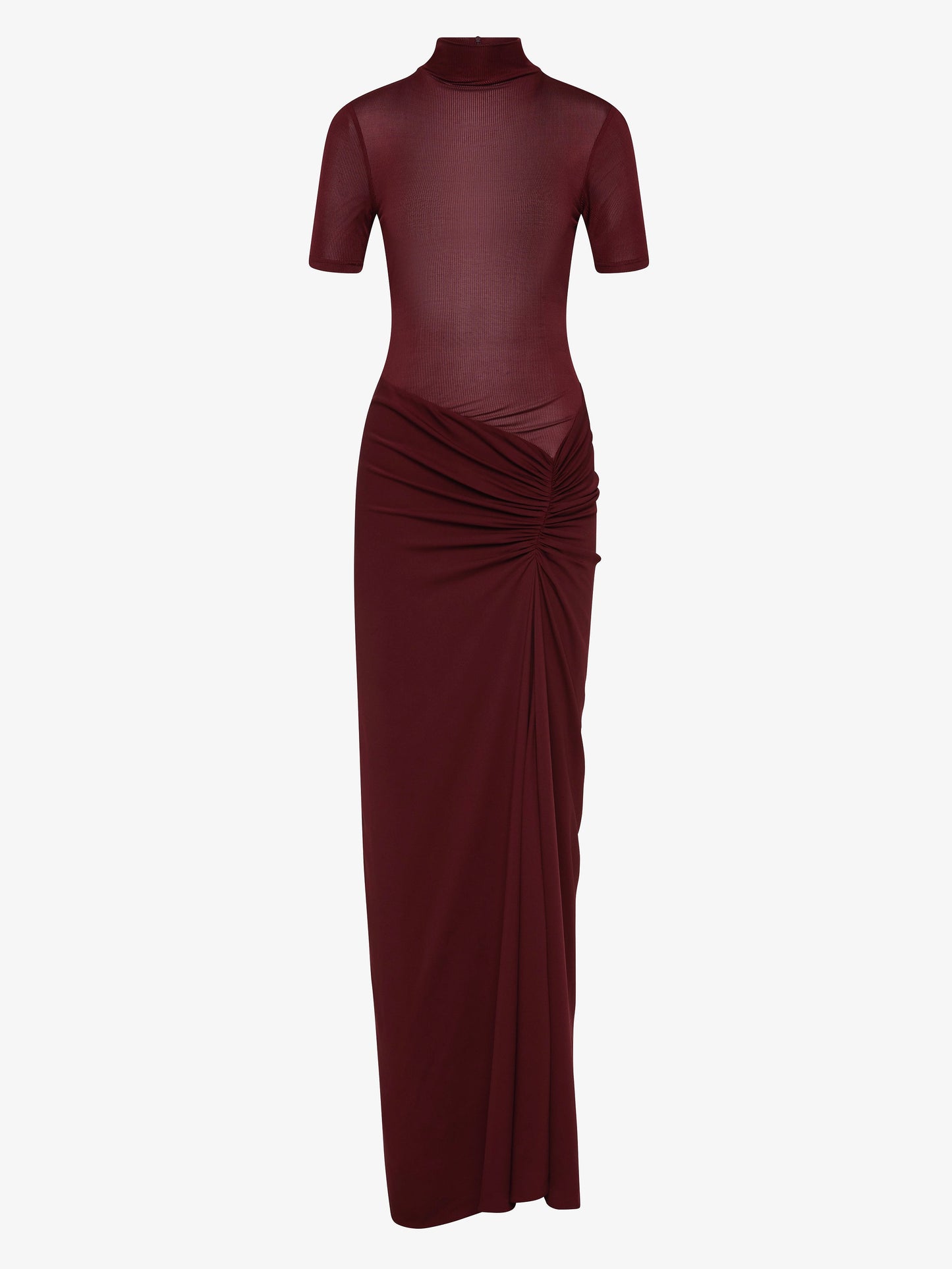 CHRISTOPHER ESBER Fusion Ruched Tee Gown (Maroon)