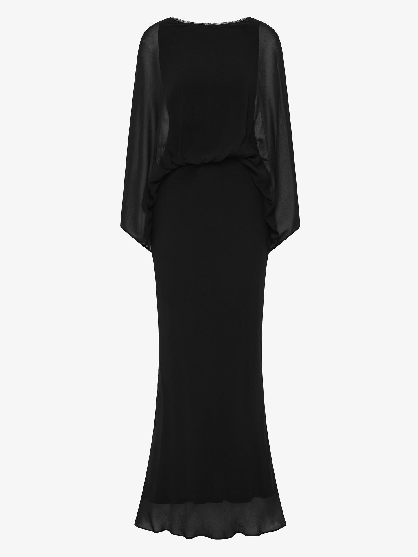 CHRISTOPHER ESBER Lattice Lace Silk Blouson Long Dress (Black)