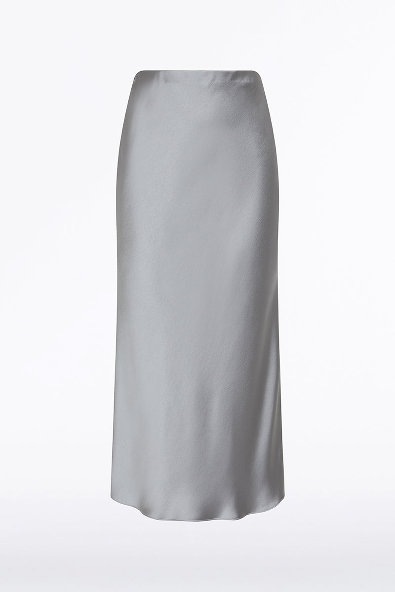 Carla Zampatti Satin Midi Skirt (Silver)