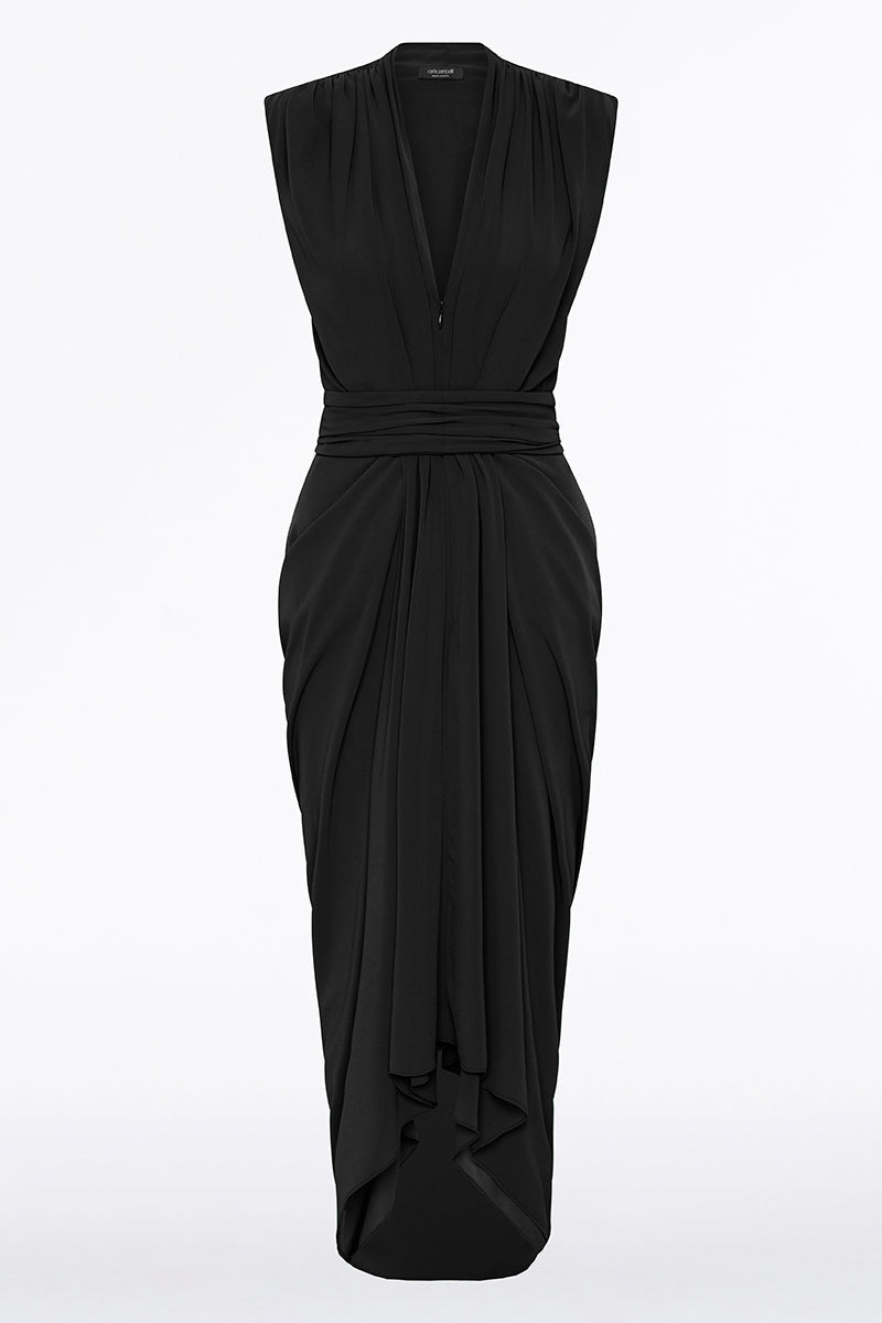 Carla Zampatti Georgette Sleeveless Waterfall Dress (Black)