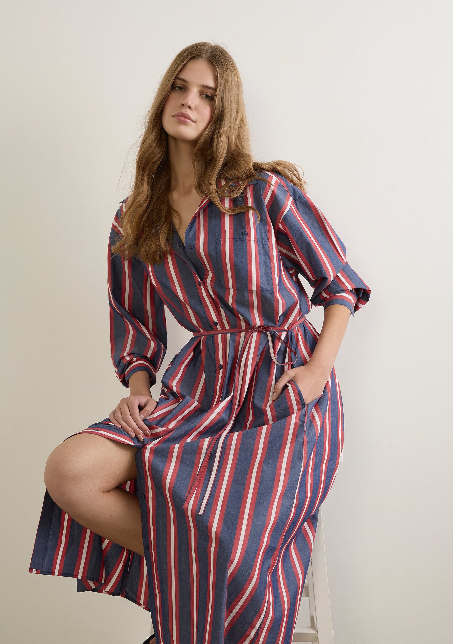 Auguste The Label Odin Midi Shirt Dress (Red)