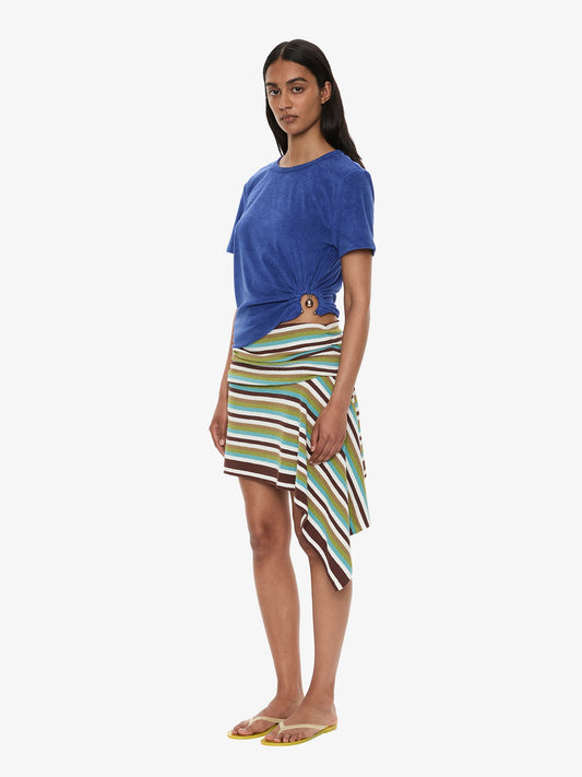 CHRISTOPHER ESBER Knit Extension Drape Mini Skirt (Stripe)