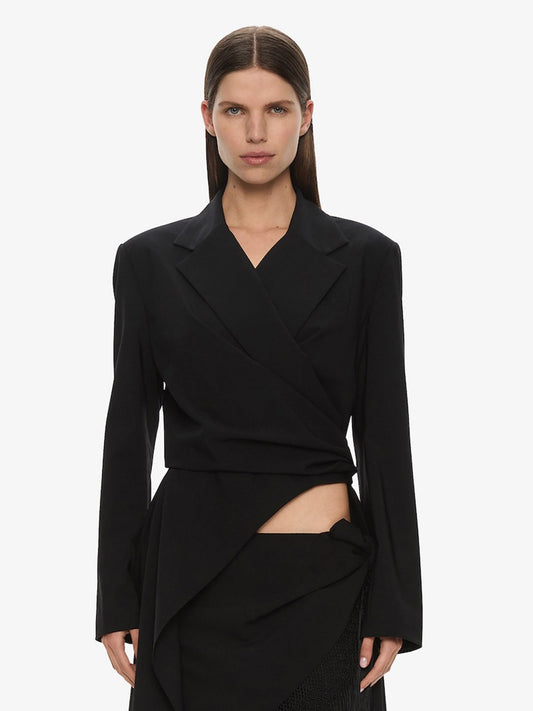 Image of Coats & Jackets. Productname: Unravel Macrame Blazer in Black colour by brand - CHRISTOPHER ESBER