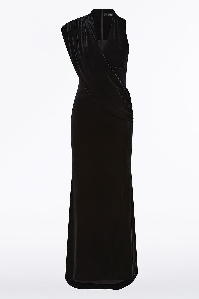 Carla Zampatti Velvet Draped Gown (Black)