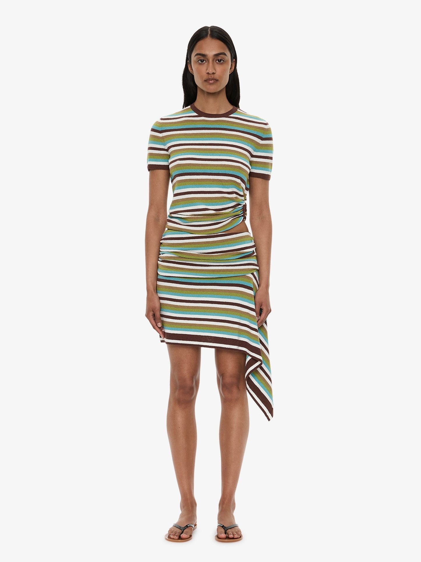 CHRISTOPHER ESBER Knit Extension Drape Mini Skirt (Stripe)