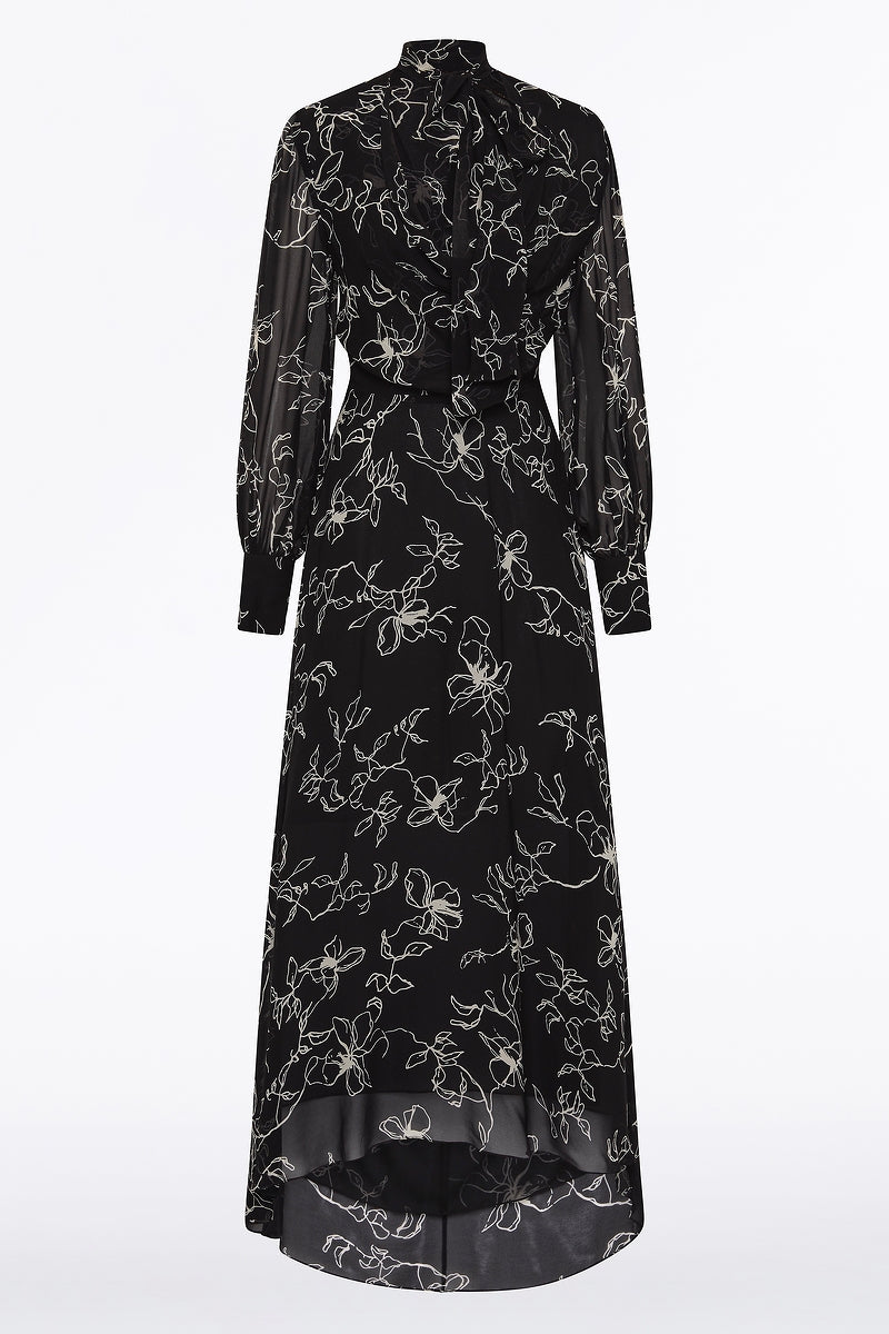 Carla Zampatti Linear Floral Midi Dress (Black)