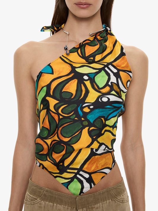 CHRISTOPHER ESBER Tropic Nouveau Scarf Tie Top (Print)