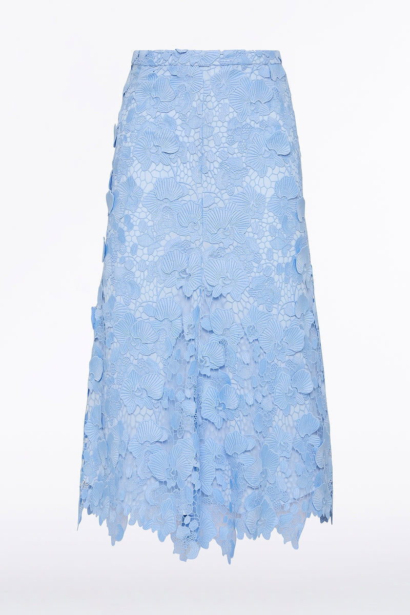 Carla Zampatti Celeste 3D Lace Midi Skirt (Blue)