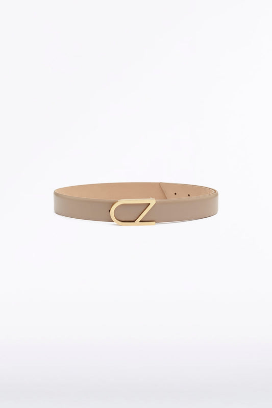 Carla Zampatti Nude Leather Cz Logo Belt (Beige)