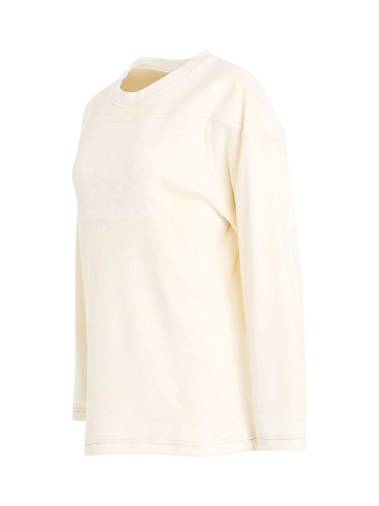 MAISON MARGIELA Rib Cotton Logo Sweatshirt (Off White)