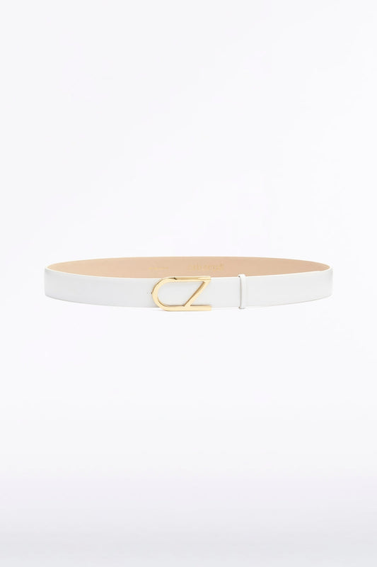 Carla Zampatti Leather Cz Logo Belt (White)