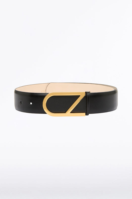 Carla Zampatti Cz Wide Logo Belt (Blk & Antique Brass)