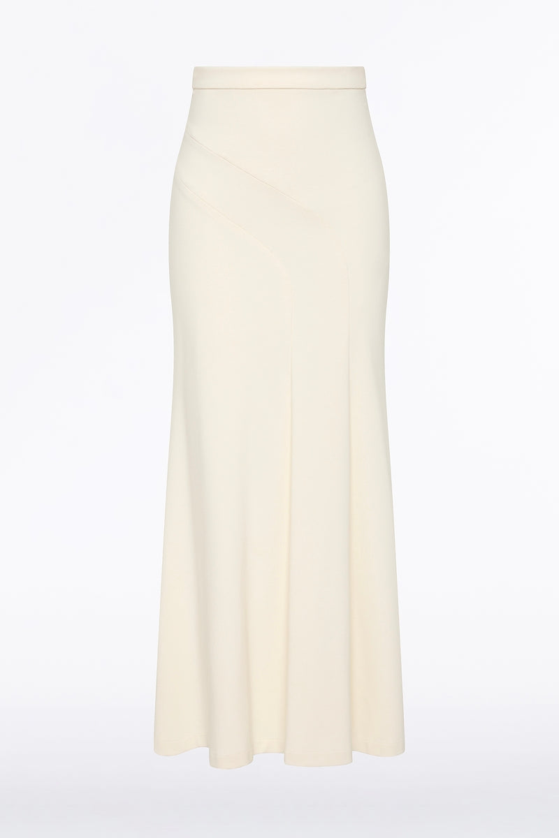 Carla Zampatti Ivory Ponte Fluted Panel Skirt (Cream)