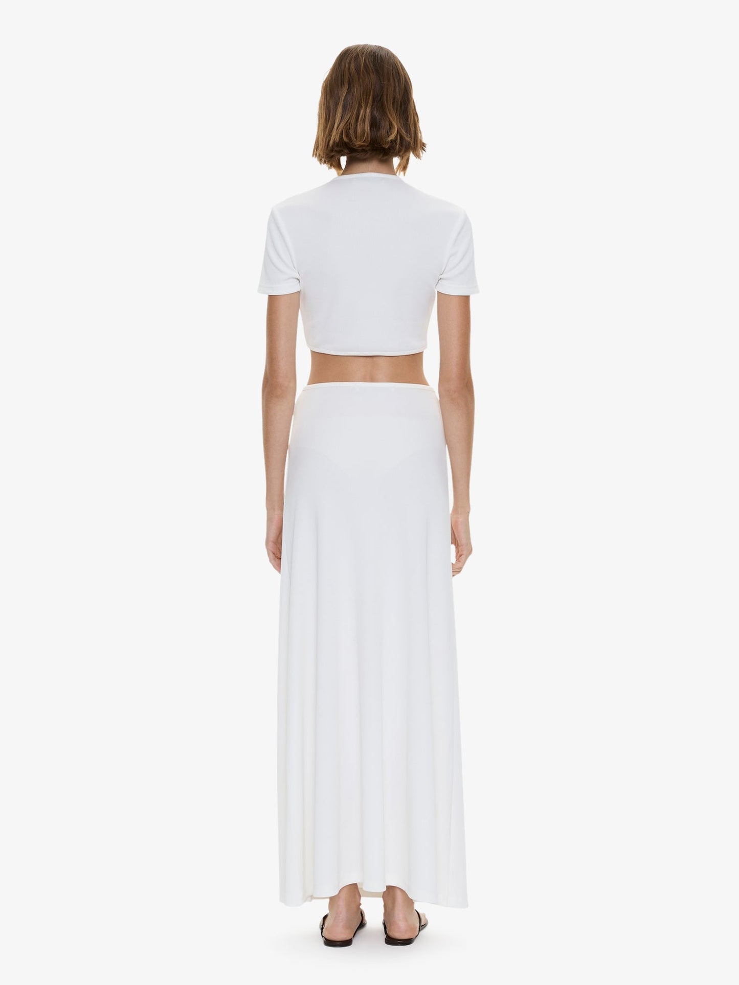 CHRISTOPHER ESBER Droplet Crystal Pendant Ruched Tee (White)
