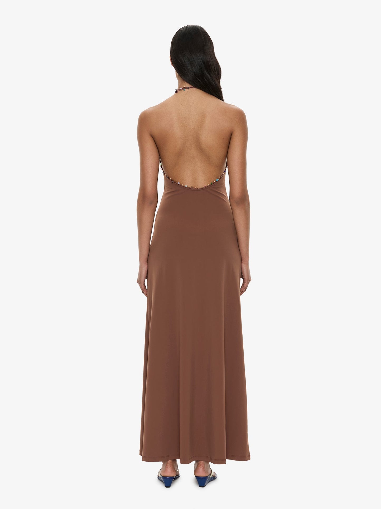 CHRISTOPHER ESBER Beach Quartz Halter Lycra Dress (Brown)