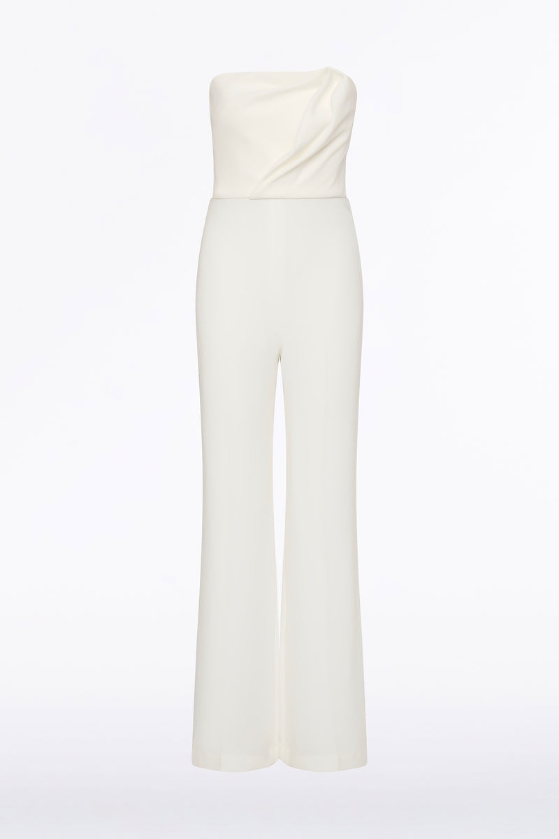 Carla Zampatti Crepe Sculptural Jumpsuit (White)