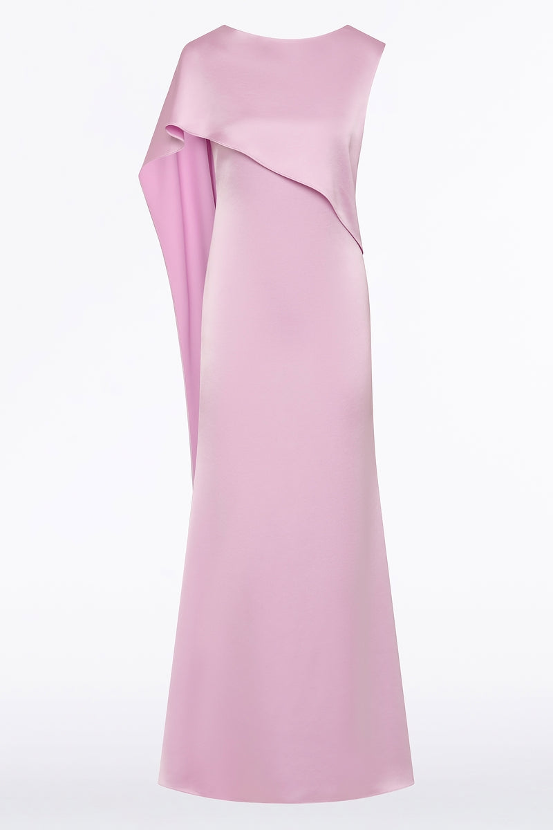 Carla Zampatti Floss Lustre Satin Shoulder Wrap Gown (Pink)