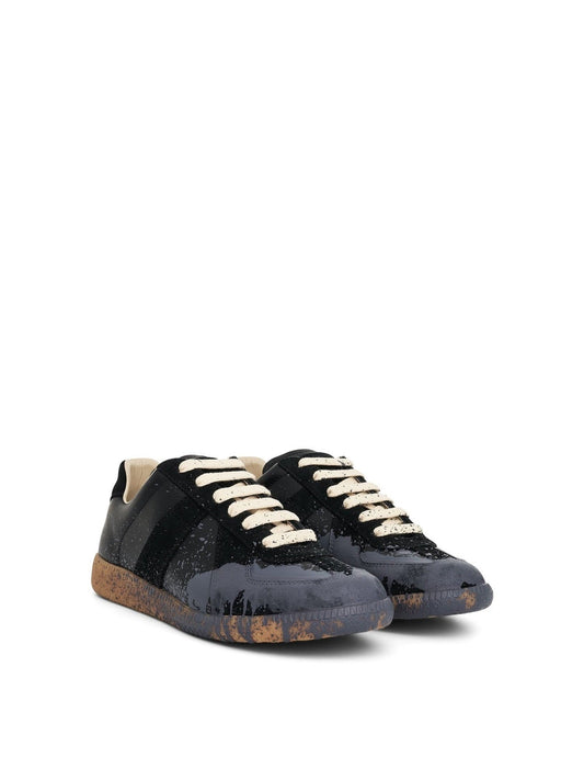 MAISON MARGIELA Replica Paint Splatter Sneaker (Black Pewter)