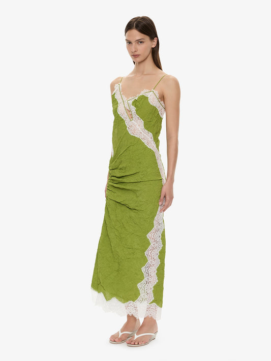 CHRISTOPHER ESBER Crimped Lace Cami Dress (White)
