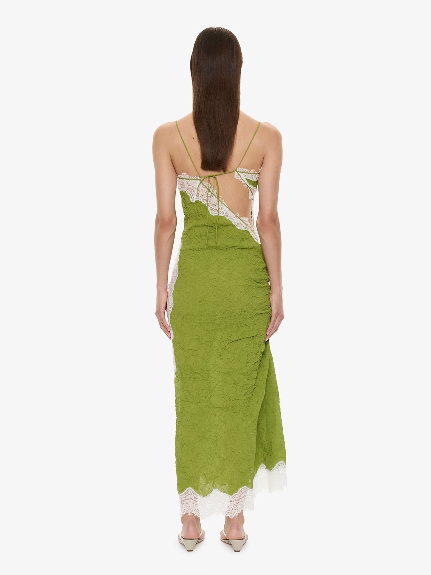 CHRISTOPHER ESBER Crimped Lace Cami Dress (White)