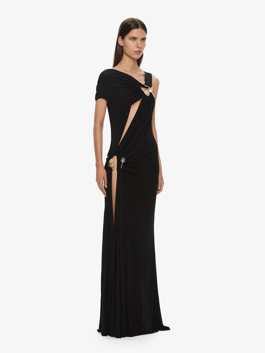 CHRISTOPHER ESBER Veer Spiral Crystal Draped Jersey Dress (Black)