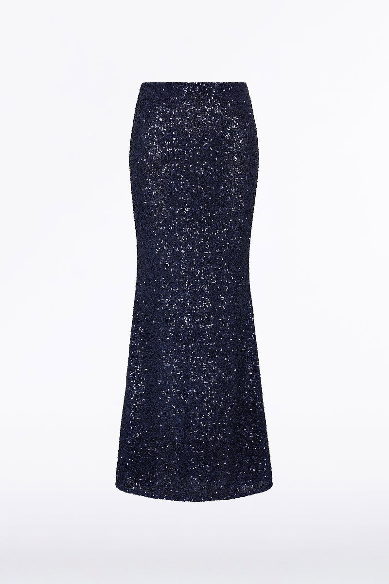 Carla Zampatti Midnight Crushed Sequin Column Skirt (Navy)