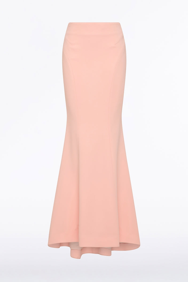 Carla Zampatti Pale Rose Crepe Fishtail Maxi Skirt (Pink)