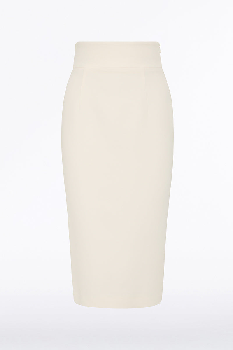 Carla Zampatti Ivory Crepe Pencil Skirt (White)
