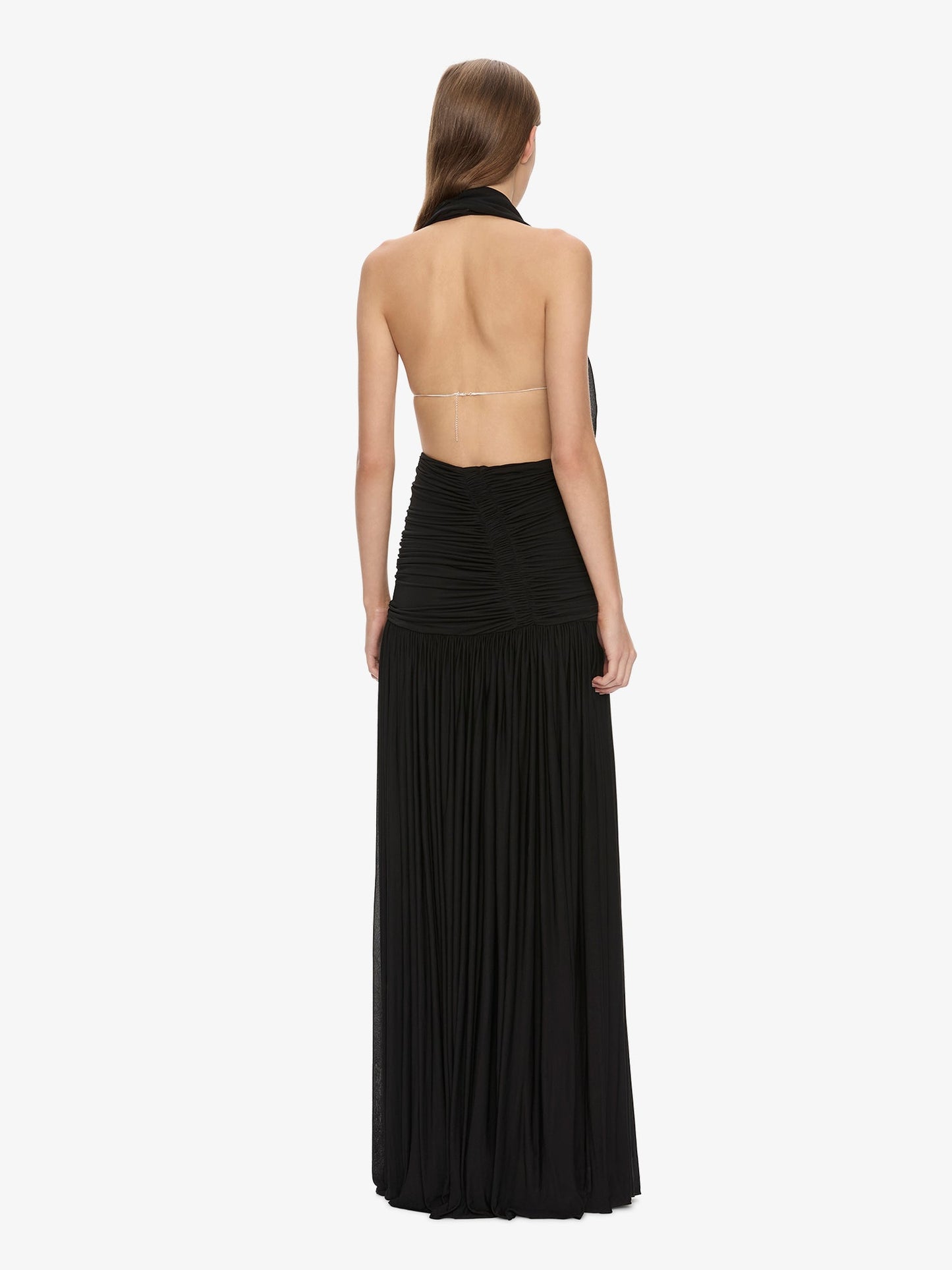 CHRISTOPHER ESBER Silk Scarf Chain Bra Top (Black)