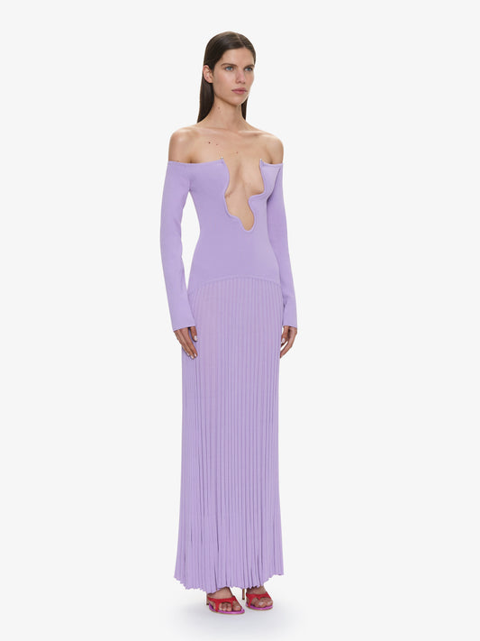 CHRISTOPHER ESBER Salacia Pleated Off Shoulder Dress (Lilac)